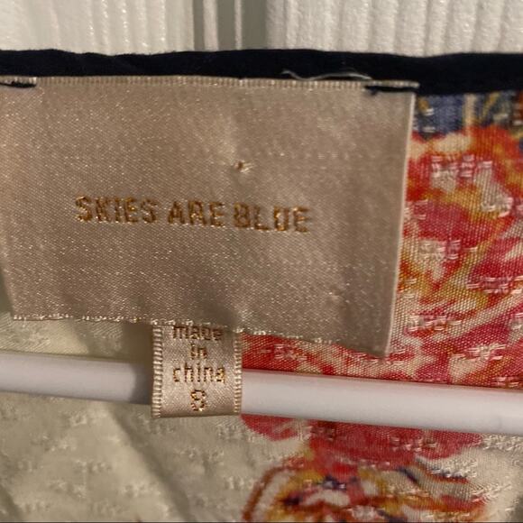 Skies are Blue Floral Peasant Top w/ Lace Detail Women's Size Small Rayon - Picture 5 of 7